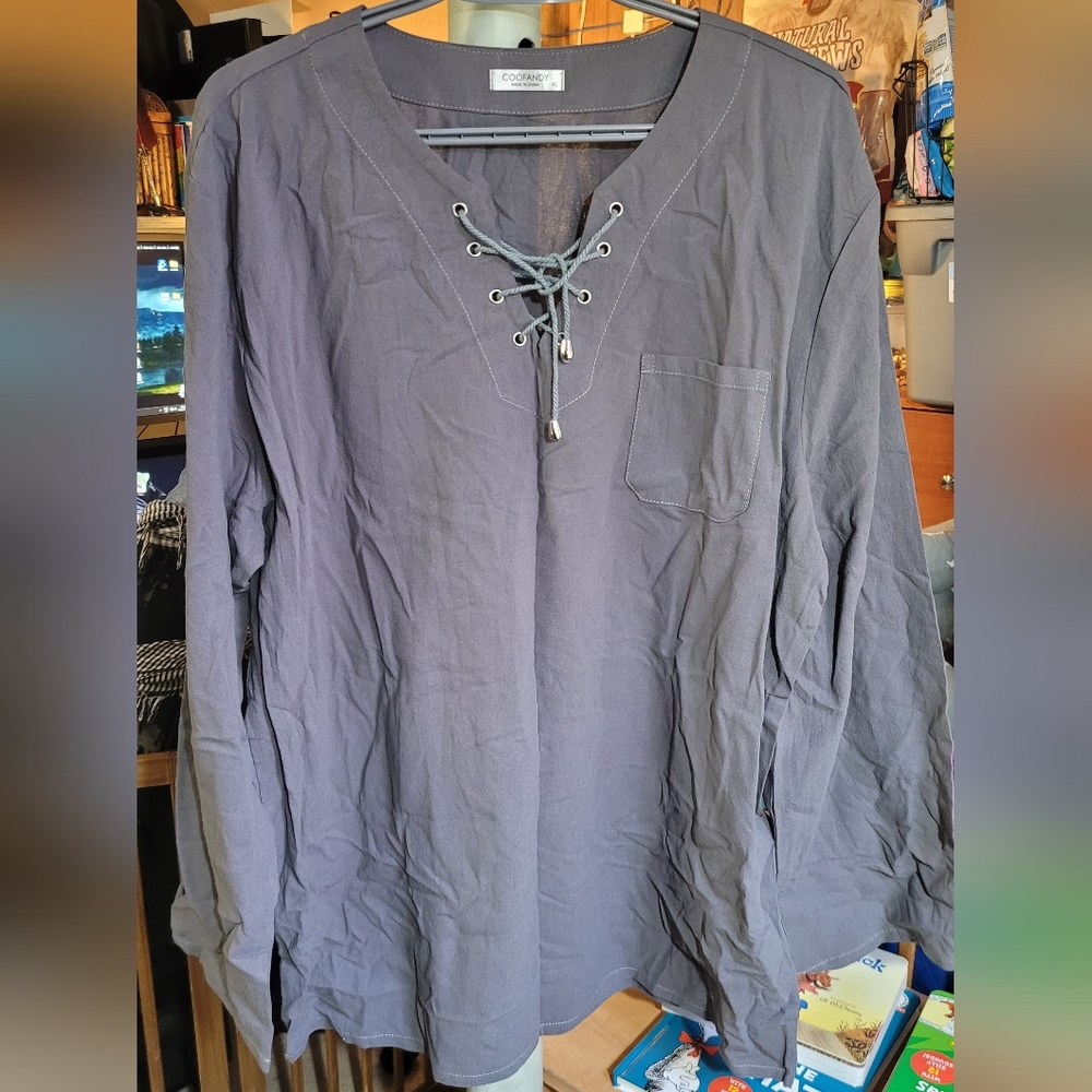 Men's Lace-Up Gray Shirt